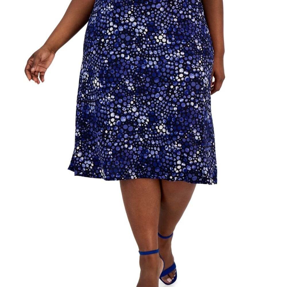 NWT Kasper Blue A-Line Skirt Plus Size 2X Knee Length for Work or Casual Wear